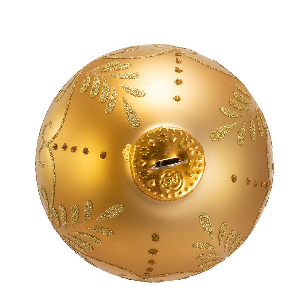 Kurt Adler 80MM Gold With Gold Pattern Glass Ball Ornaments, 6-Piece Box
